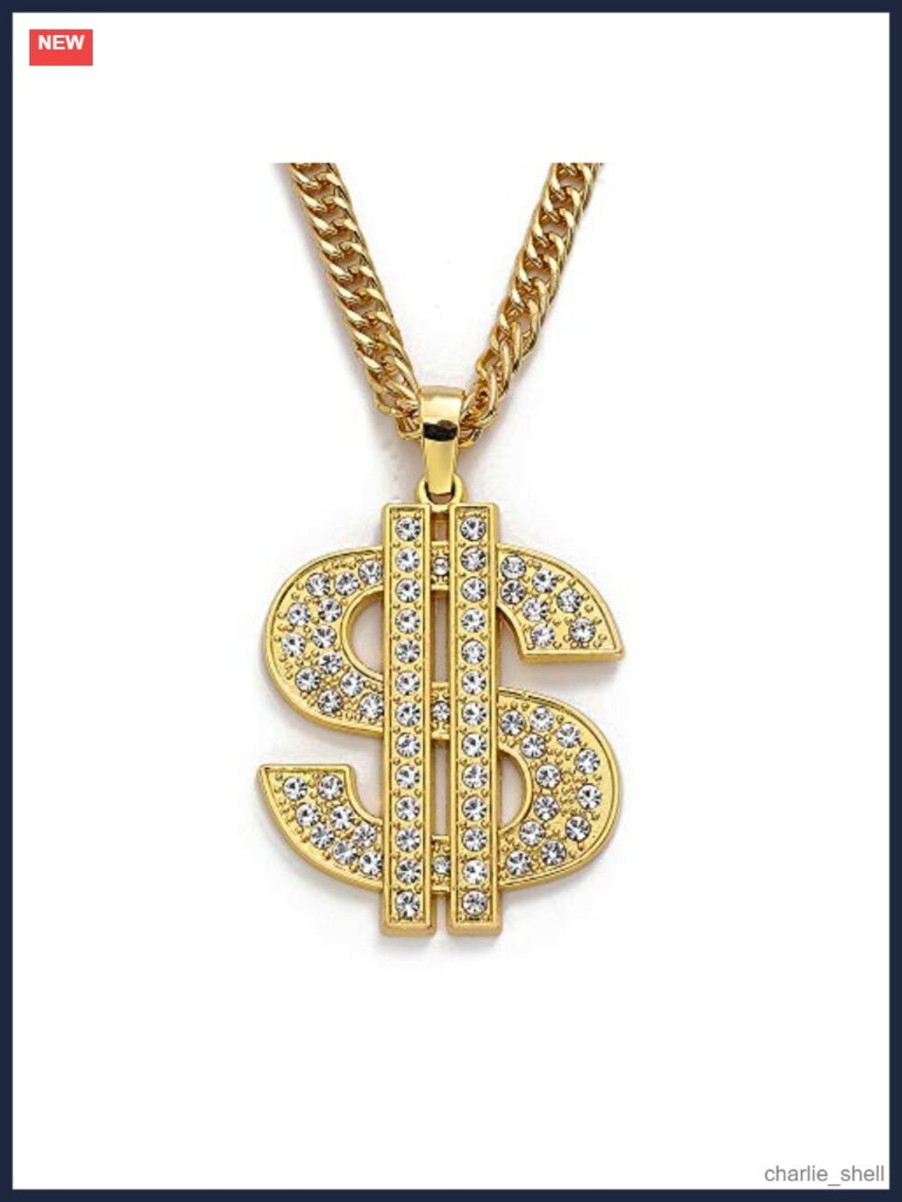 Stainless Steel Dollar Sign Necklace 28in Cuban Chain Men Women Hip Hop Jewelry